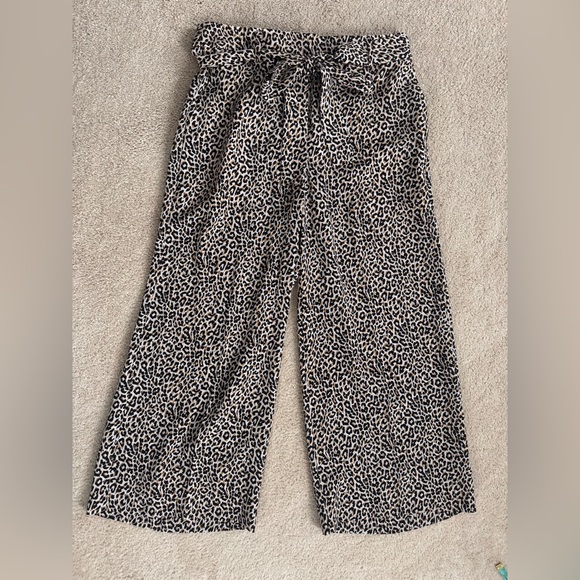J Crew Wide Leg Cropped Leopard Print Pants - Picture 7 of 9